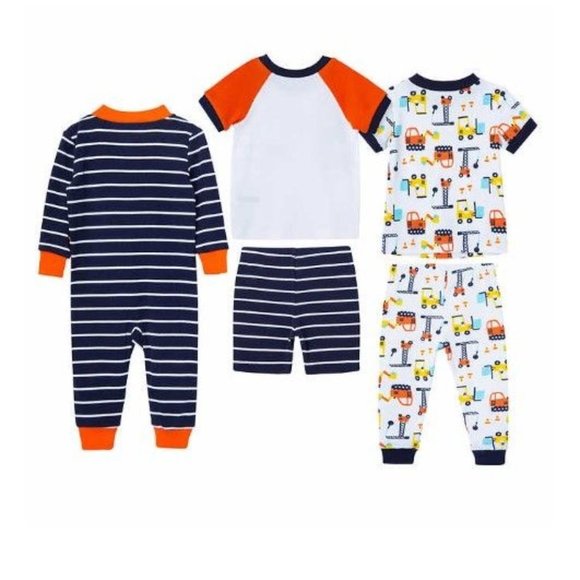Little Boys Construction Vehicle Pajama 5 piece set Baby Boy PJS - Picture 2 of 7